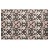 赤面、サンゴ、ブラックアートデコフローラ ファブリック (ファットクウォーター)