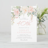 赤面&セージエレガントフローラ40th誕生日パーティー 招待状 (スタンド正面)