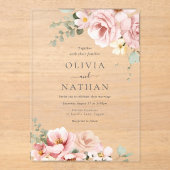 赤面&セージグリーンディバイン結婚ガレンス アクリル招待状 (正面)