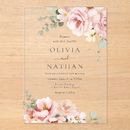 赤面&セージグリーンディバイン結婚ガレンス アクリル招待状