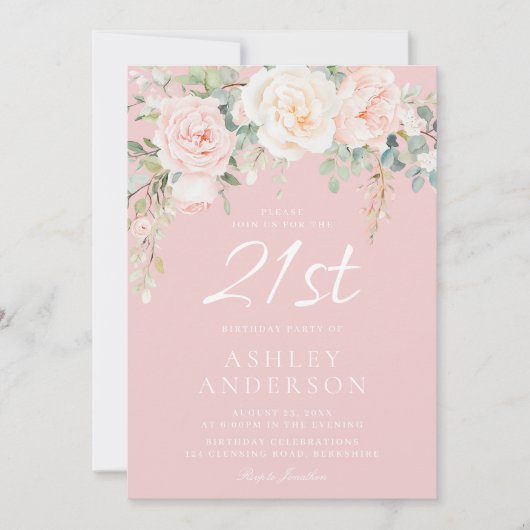 赤面&セージモダンガールズ21st誕生日パーティー 招待状 (正面)