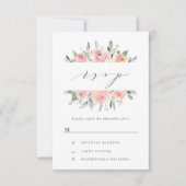 赤面&セージ水カラーフローラウェディングRSVP 出欠カード (正面)