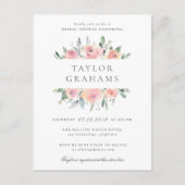 赤面&セージ水カラーフローラブライダルシャワー インビテーションポストカード (正面)