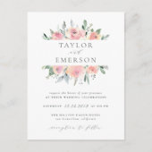 赤面&セージ水カラーフローラ結婚式招待状 インビテーションポストカード (正面)
