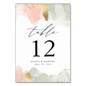 赤面&セージ水カラー金ゴールドジオメトリック結婚ス テーブルナンバー (裏面)