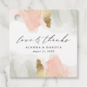 赤面&セージ水カラー金ゴールドジオメトリック結婚ス フェイバータグ (正面)