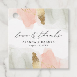 赤面&セージ水カラー金ゴールドジオメトリック結婚ス フェイバータグ