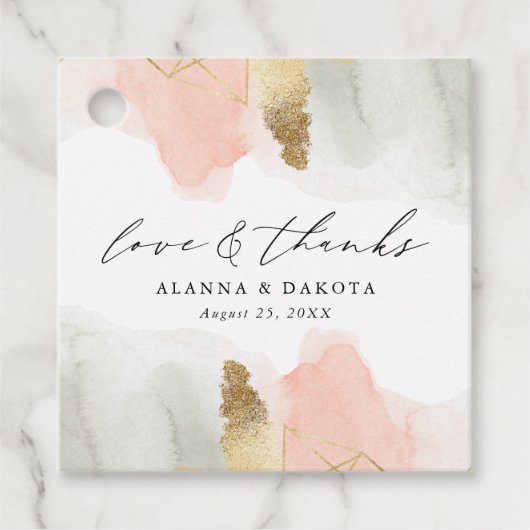 赤面&セージ水カラー金ゴールドジオメトリック結婚ス フェイバータグ (正面)