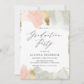 赤面&セージ水カラー金ゴールド幾何学卒業 招待状 (正面)