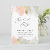 赤面&セージ水カラー金ゴールド幾何学卒業 招待状 (スタンド正面)