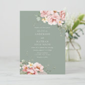 赤面&セージ結婚グリーン 招待状 (スタンド正面)