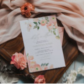 赤面&セージ緑の花のベビーで開花シャワー 招待状