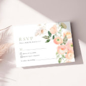 赤面&セージ緑の花ウェディングRSVPカード 出欠カード