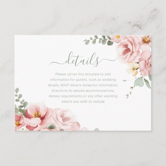 赤面&セージ緑ディバイン結婚エレガンス詳細 エンクロージャーカード (正面)