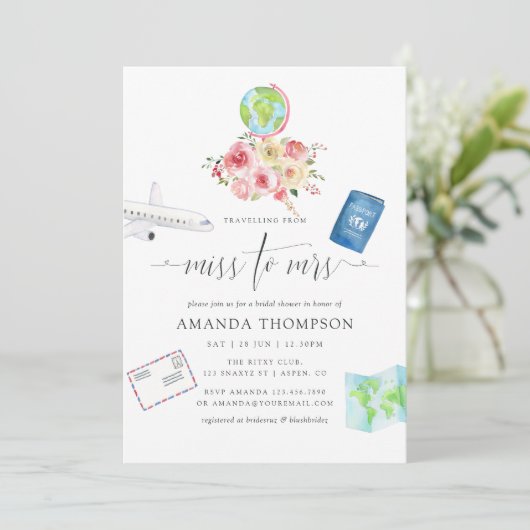 赤面&セージ緑恋しく思フローラ – ミセス・ブライダルシャワー 招待状 (スタンド正面)