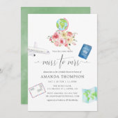 赤面&セージ緑恋しく思フローラ – ミセス・ブライダルシャワー 招待状 (正面/裏面)