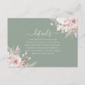 赤面、セージ、アイボリーフローラ結婚の詳細 エンクロージャーカード (正面)