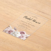 赤面&ダスティピンクローズブライダルシャワー アクリル招待状 (レイダウン)