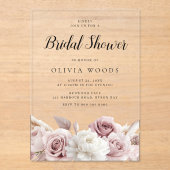 赤面&ダスティピンクローズブライダルシャワー アクリル招待状 (正面)