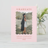 赤面&テラコッタウェーブフレーム写真卒業 案内状 (スタンド正面)