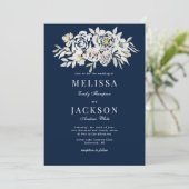 赤面&ネイビーウォーター色バラ結婚式招待状 招待状 (スタンド正面)