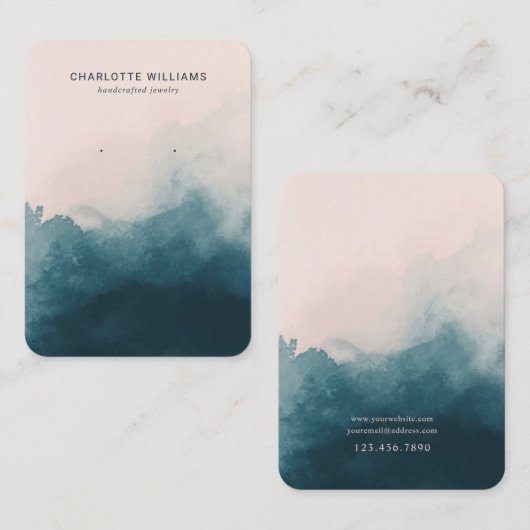 赤面・ネイビーグラデーションジュエリー表示カード 名刺 (正面/裏面)