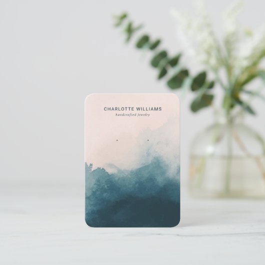 赤面・ネイビーグラデーションジュエリー表示カード 名刺 (スタンド正面)