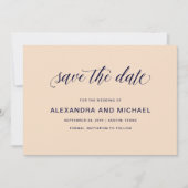 赤面・ネイビータイポグラフィ |結婚式の日付の保存 セーブザデート (正面)