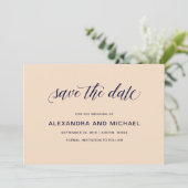 赤面・ネイビータイポグラフィ |結婚式の日付の保存 セーブザデート (スタンド正面)