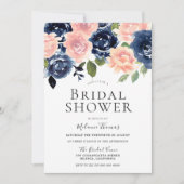 赤面&ネイビーハンドウォー色彩の鮮やかターカラーブライダルシャワー 招待状 (正面)