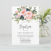 赤面&ネイビーフラワーベビーガールバプテスマ 招待状 (スタンド正面)