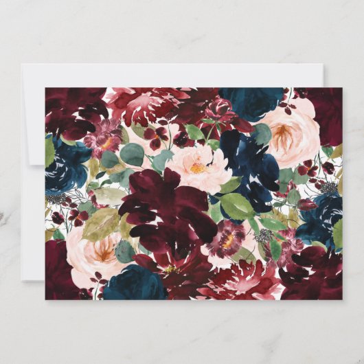 赤面&ネイビーフローラブライダルシャワー招待 招待状 (裏面)