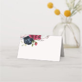 赤面、ネイビーブルー&ブルゴーニュ結婚の護衛 プレイスカード (裏面)