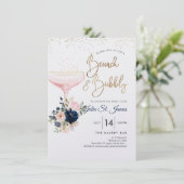 赤面+ネービーフラワーズブランチバブリーピンクシャンパン 招待状 (スタンド正面)