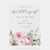 赤面&バラ植物性フローララージ結婚ズサイン アクリルサイン (正面)