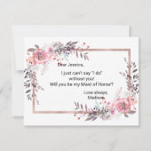 赤面&バラ金ゴールドが私のメイド・オブ・オーナー(花嫁付き添い人) 招待状 (裏面)