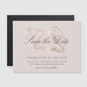 赤面&バラ金ゴールドコンチウェディング日付を保存 マグネット招待状 (正面/裏面)