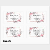 赤面&バラ金ゴールドフレームフローラ結婚ズモノグラム 長方形シール (シート)