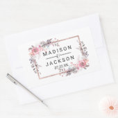 赤面&バラ金ゴールドフレームフローラ結婚ズモノグラム 長方形シール (封筒)