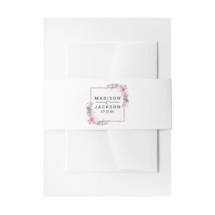 赤面&バラ金ゴールドフレームフローラ結婚式招待状 招待状ベリーバンド