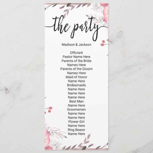 赤面&バラ金ゴールドフレームフローラ結婚式 プログラム (裏面)