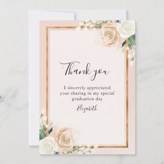 赤面&バラ金ゴールドフローラ卒業ありがとう サンキューカード (裏面)