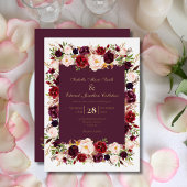 赤面&バーエレガントグンディバラフローラブーケ金ゴールド 箔招待状