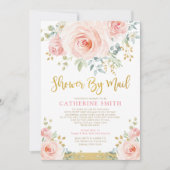 赤面·ピンかわいらしク·フローラ·ガール·ベビー·シャワー·バイ·メール 招待状 (正面)