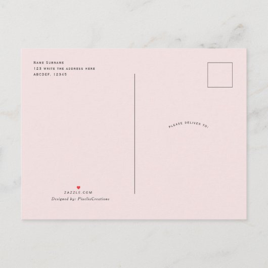 赤面・ピンクの花かわいらし園  インビテーションポストカード (裏面)