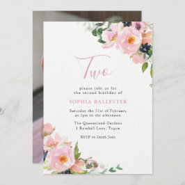 赤面&ピンクフラワーガールズ2nd誕生日パーティー写真 招待状