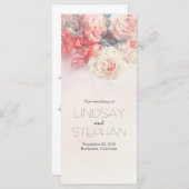 赤面&ピンクローゼズウォーターカラー結婚式 プログラム (正面/裏面)