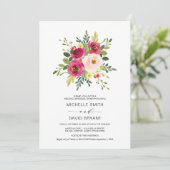 赤面·ピンク·フローラのリ結婚ハーサル·ディナー 招待状 (スタンド正面)