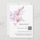 *～*赤面・ピンク・ローズ・フローラRSVP AR15 QR結婚 招待状 (裏面)