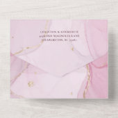 赤面·ピンク·金ゴールド·ウォー結婚ターカラーズ·オール·イン·ワン·イン·イン·イン·イン オールインワン招待状 (裏面)